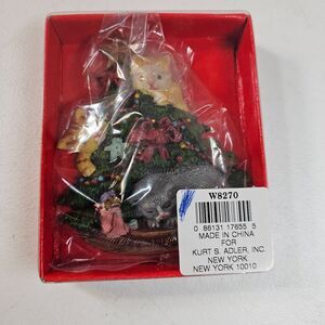 Kurt Adler Ornament Cats & Christmas Tree Resin W8270